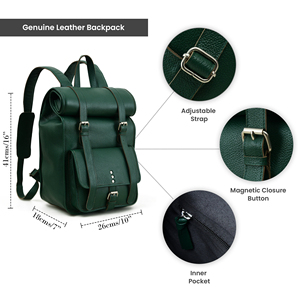High Volume Supplier Leather <b>Roll</b> Top <b>Backpack</b> Large Scale Production Rucksack Custom Logo Bag LRTB-0172 - Product Image 6
