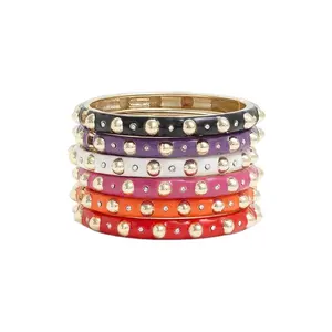 2026 Premium New Gold Plated Alloy Resin <b>Bangle</b> <b>Bracelets</b> Set With Purple Resin Inlay Geometric Pattern Women's Classic Jewelry - Product Image 5