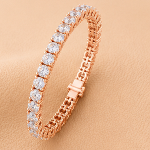 <b>Infinity</b> Spark Round Diamond Tennis Bracelet in Yellow Gold White Gold and <b>Rose</b> Gold Luxury Jewelry Design - Product Image 4