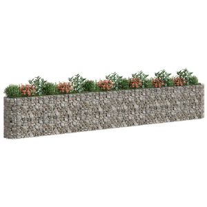 Macetas y jardineras grandes y duraderas de hierro galvanizado plateado tipo gabion. - Product Image 3