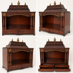 Buy Handicraft Temple with Teak Wood Finish Traditional Handmade Solid Wood <b>Mandir</b> for Home Australia Puja <b>Mandir</b> Manufacturers - Product Image 6