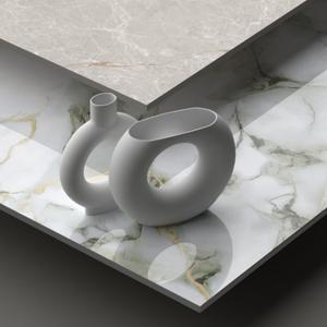 Alpen Crema Design 60x60cm Baldosas de porcelana brillante Precio de fábrica Origen indio 24x24in Línea Piedra Cerámica 60x60cm Baldosas - Product Image 5