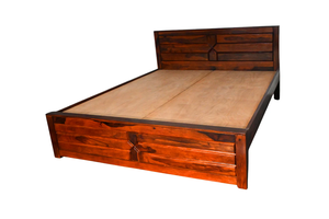 CIA Industries Rosewood Solid Wood Platform <b>Bed</b> King/Queen <b>Single</b> Size Traditional Design <b>Adjustable</b> Slats Without Storage - Product Image 2