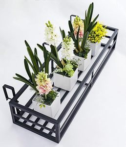 Support mural rectangulaire moderne en métal pour plantes, finition thermolaquée, pour balcon et extérieur - Product Image 2