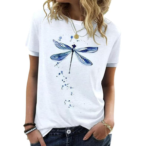 Camisetas de Jersey con Estampado de Libélulas Divertidas y Lindas para Mujer, Transpirables, Casuales y Relajadas, de Manga Corta para Verano - Product Image 4