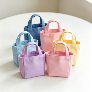 Custom Factory Supply Color Cute Mini Canvas <b>Bag</b> Bulk Accessory Storage Retail Boutique Kids Party Gift Handheld Small <b>Cloth</b> <b>Bag</b> - Product Image 2