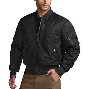 Blouson bomber vert olive pour homme, fermeture éclair, coupe décontractée, coupe-vent, col montant, coupe régulière, vêtement d'automne - Product Image 3
