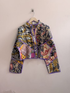 Indian Handmade Vintage Kantha Winter <b>Jacket</b>-Breathable Quilted Patchwork Boho <b>Hippie</b> Coat with Horn Buttons - Product Image 4