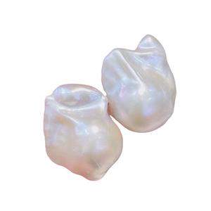 Boucles d'oreilles en perles d'eau douce baroques de 15-16 mm, bijoux à grosses perles irrégulières - Product Image 5