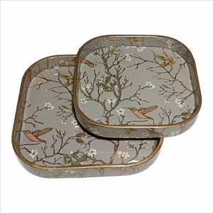 Wholesale Custom Logo Print Vintage Acacia Wood Ottoman Trays Wooden Serving Tray with Handle - Product Image 4