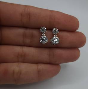 Moissanite 1CT Each Round Cut Diamond <b>Stud</b> Earrings Pushback 925 Sterling <b>Silver</b> Fine For Women's Proposal Gift For Engagement - Product Image 3