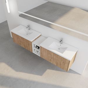 Mobile Bagno da 84 Pollici con Chiusura Ammortizzata, Lavabo e Piccoli Ripiani Portaoggetti, Combinazione Armadietto 36x12 Pollici, Imballaggio KD - Product Image 5