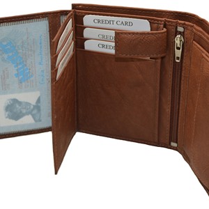 Men's Genuine Leather <b>Trifold</b> <b>Wallet</b> Handmade Embossed Letter Minimalist Fold Closure Short Daily Use - Product Image 2