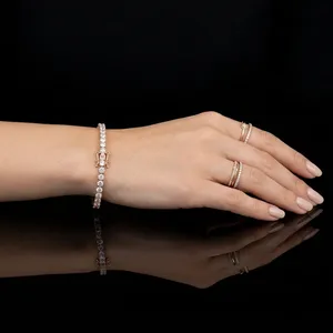 Pulsera de tenis de oro rosa de 14 quilates con diamantes de corte brillante cultivados en laboratorio, joyería de moda unisex para regalo y uso diario. - Product Image 4