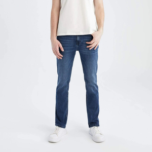 <b>Men's</b> Blue Straight Casual Denim <b>Jeans</b> Breathable Garment Dyed <b>Elastic</b> <b>Waist</b> High Quality Wholesale Factory Price - Product Image 3