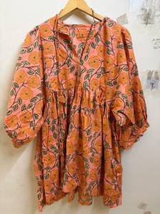 Vestido Midi Floral 100% Algodón para Mujer, Estilo Boho Casual de Verano, con Mangas Abullonadas, para Vacaciones en la Playa, Venta al Por Mayor - Product Image 5