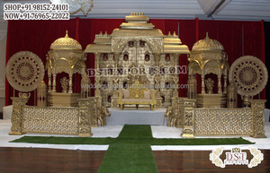 Royal White Gold Theme Stage for Malaysian Weddings Rajwada Theme Stage for Indian Weddings Astonishing FRP Wedding Stage - Product Image 2