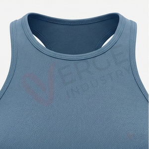 Ensemble 2 pièces de yoga pour femme : Crop top côtelé bleu marine sans manches et short taille haute, dos nageur en V - Product Image 4