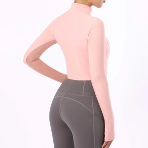 Women Blush Pink Quarter Zip Equestrian Base Layer Riding Shirt Long Sleeve Stretch Training <b>Top</b> Custom OEM ODM Sportswear - Product Image 4