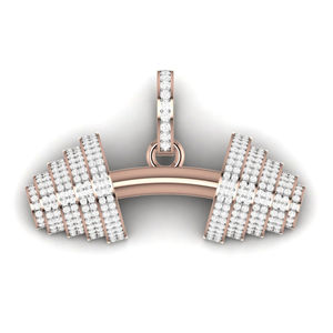 Pendentif haltère en acier inoxydable plaqué rhodium avec zircon rond serti en canal, breloque hip-hop, cadeau unisexe - Product Image 2