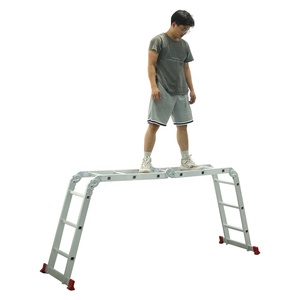 Échelle de haute qualité 4*3 étapes en aluminium <span class=keywords><strong>pliable</strong></span> et polyvalente avec charnière de verrouillage - Product Image 4