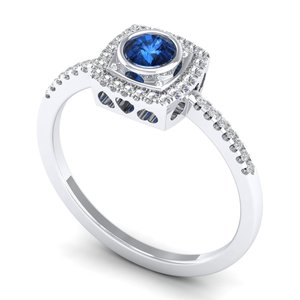 Bagues de fiançailles REYES personnalisées en argent sterling 925 avec moissanite VVS, nouveau design, saphir bleu, bijoux fins pour mariage - Product Image 2