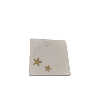 Posavasos cuadrado de mármol blanco hecho a mano con incrustaciones de estrella de latón posavasos moderno elegante de mármol posavasos decorativo de moda mesa de mármol - Product Image 1