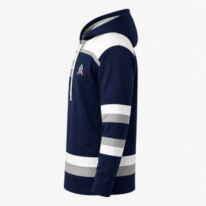 Sweat à capuche de hockey sur glace de haute qualité, impression personnalisée sur le devant, logo d'équipe personnalisé, polyester/coton, respirant, séchage rapide - Product Image 2