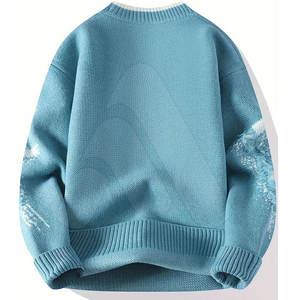 Suéter de Punto Desgastado para Hombre, Otoño Invierno, 100% Algodón, Transpirable, Informal, Cálido - Product Image 2