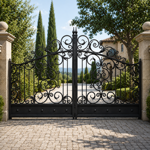 Puerta de Entrada de Hierro Forjado de Lujo, Puerta Ornamental Negra para Jardín, Puerta Principal Decorativa para Villa, Puerta de Seguridad Exterior para Propiedades - Product Image 1