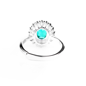 Elegant Womens 925 Sterling <b>Silver</b> <b>Emerald</b> Green Halo <b>Ring</b> Oval Cut Gemstone Engagement Cocktail Statement Fine Jewelry Gift - Product Image 3