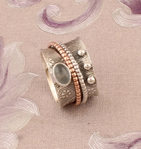 แหวนสมาธิดีไซน์ขนนกสีเงินสเตอร์ลิงสำหรับงานแต่งงานและงานปาร์ตี้ - Product Image 4