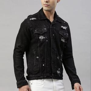 คอลเลคชั่นฤดูหนาวใหม่ เสื้อแจ็คเก็ตยีนส์ผู้ชาย คอตั้ง โลโก้ด้านหน้า พิมพ์ลายตามสั่ง สไตล์ไฮสตรีท ผ้าฝ้าย 100% - Product Image 3