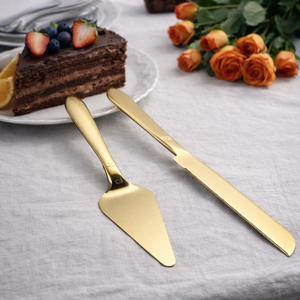 Ensemble de couteau et de spatule à gâteau de mariage moderne haut de gamme avec finition miroir, outils de découpe multifonctionnels en acier inoxydable - Product Image 3