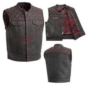 Gilet de sécurité pour moto en cuir véritable coupe-vent, respirant, grande taille, pour hommes, fabriqué sur mesure au Pakistan - Product Image 2