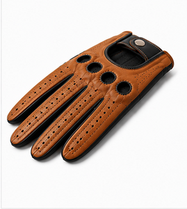 Gants de conduite thermiques imperméables en coton et cuir véritable pour hommes et femmes, compatibles avec les écrans tactiles, respirants, doublés, antidérapants, pour l'hiver, la voiture et le vélo - Product Image 2