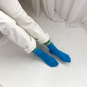 Calcetines de Mujer a Rayas, Mezcla de Algodón Transpirable, para Uso Diario, Primavera, Tejido de Grosor Estándar, Estilo Regular - Product Image 6