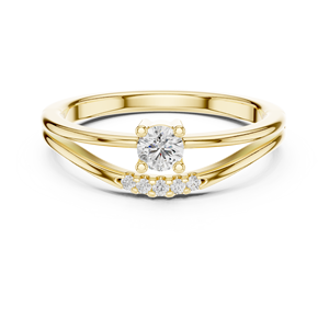 Anillo de Compromiso de Lujo con Moissanita de Corte Redondo, Anillo Nupcial de Aleación de Oro Rosa de 18K con Engaste de Puntas y Tallo Dividido para Mujer - Product Image 6