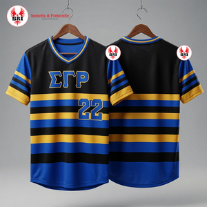 Sigma 1922แกมมา Rho เสื้อเบสบอลแบบสวมหัวครึ่งและครึ่งเสื้อ100% ผ้าโพลีเอสเตอร์ตาข่ายเสื้อผ้าสำหรับชมรมเสื้อยืดปักโลโก้ - Product Image 1