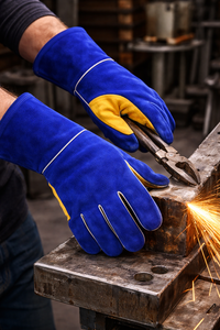 Guantes de Seguridad Industriales de Cuero con Puño Largo, Resistentes al Calor, Protección para Manos, para Trabajos de Pulido y Metalurgia - Product Image 2
