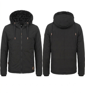 Men's Black Winter Hooded <b>Jacket</b> Slim Fit <b>Waterproof</b> Warm Fleece Outerwear Premium Thermal <b>Parka</b> Winter <b>Jacket</b> - Product Image 5