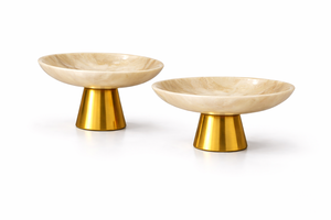 Elegant Brown Resin Decorative Bowls with Gold Base for <b>Dining</b> <b>Table</b> Centerpiece Luxury Home Decor Resin Bowls Set - Product Image 5