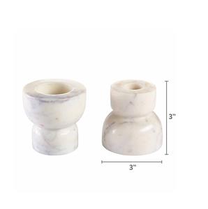 Portavelas Doble de Mármol Blanco Natural, Diseño Redondo y Base Pequeña, Adorno Decorativo Minimalista para Mesa de Comedor, Moderno y de Primera Calidad - Product Image 1