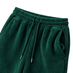 Ensemble deux pièces en polaire vert pour femme, veste courte zippée à capuche et pantalon large, tenue décontractée, survêtement d'hiver, écologique - Product Image 6