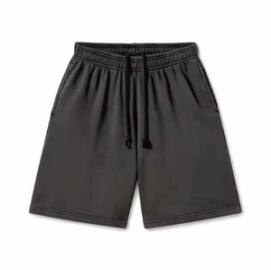 Men's Black Polyester Drawstring <b>Knee</b> Length Mid Waist Casual Bermuda Shorts with Pockets Breathable Solid Color Woven Fabric - Product Image 4