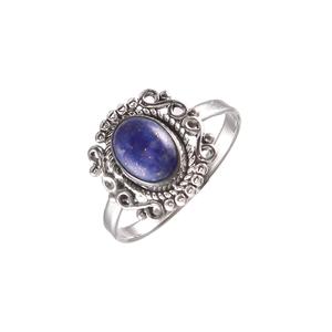 Bague ovale classique en argent sterling 925 sertie de lapis-lazuli pour mariage et soirée - Product Image 2