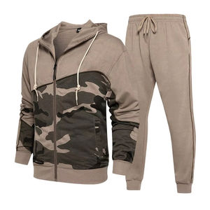 Conjuntos deportivos de camuflaje con cremallera para hombre, conjuntos de 2 piezas, conjuntos deportivos para correr, conjuntos deportivos casuales de camuflaje con cremallera para hombre - Product Image 2