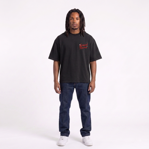 T-shirt noir à manches courtes pour homme, coupe classique, col rond, imprimé lettres, en jersey de coton, style streetwear, de votre marque - Product Image 5