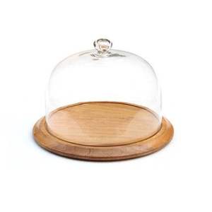 Cúpula de madera para pasteles con tapa de vidrio hermética que mantiene los pasteles frescos, ideal para uso doméstico y en panaderías profesionales. - Product Image 2