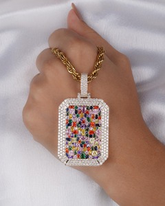 Multi Color Moissanite Pendant Hip Hop Style 925 Sterling Silver Jewelry Customize GRA Certified 7-9CT Gold Plated Sale - Product Image 1